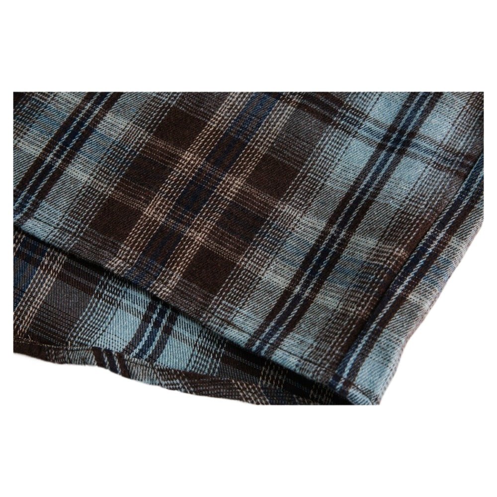 Retro Colorblock Plaid Long - sleeved Shirt - Thrashink