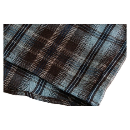 Retro Colorblock Plaid Long - sleeved Shirt - Thrashink