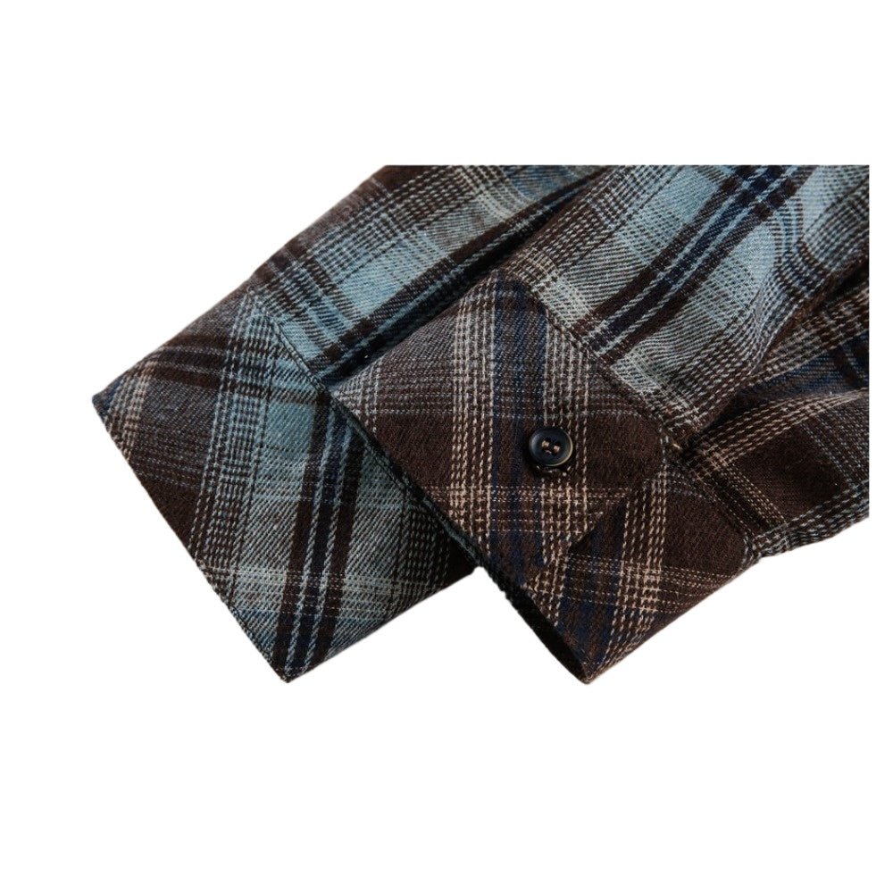 Retro Colorblock Plaid Long - sleeved Shirt - Thrashink