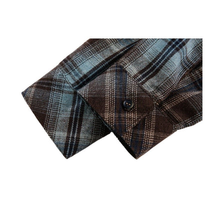 Retro Colorblock Plaid Long - sleeved Shirt - Thrashink