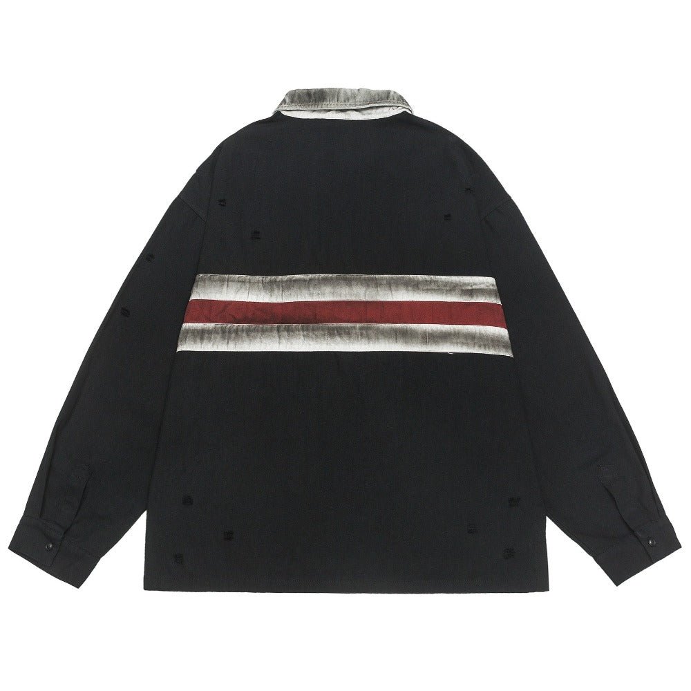 Retro Contrast Striped Distressed Sweatshirt - Thrashink