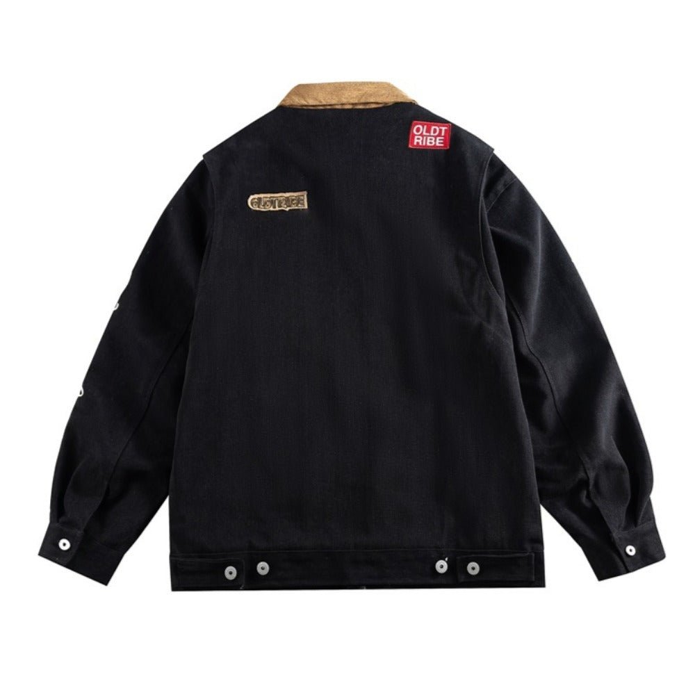 Retro Contrasting Collar Workwear Jacket - Thrashink