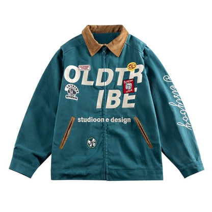 Retro Contrasting Collar Workwear Jacket - Thrashink