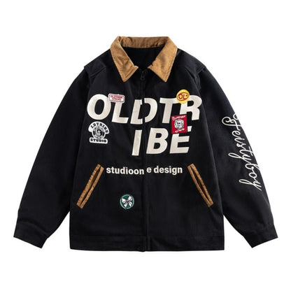 Retro Contrasting Collar Workwear Jacket - Thrashink