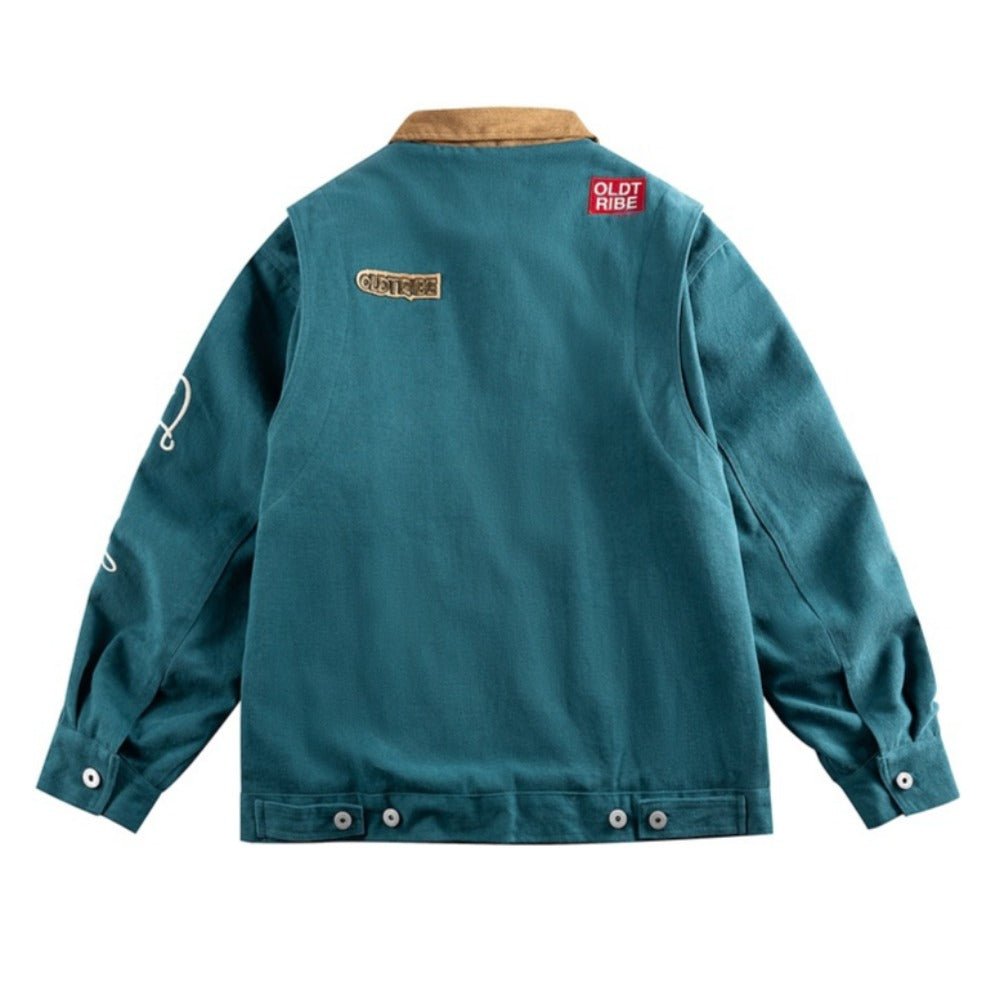 Retro Contrasting Collar Workwear Jacket - Thrashink