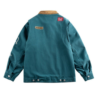 Retro Contrasting Collar Workwear Jacket - Thrashink