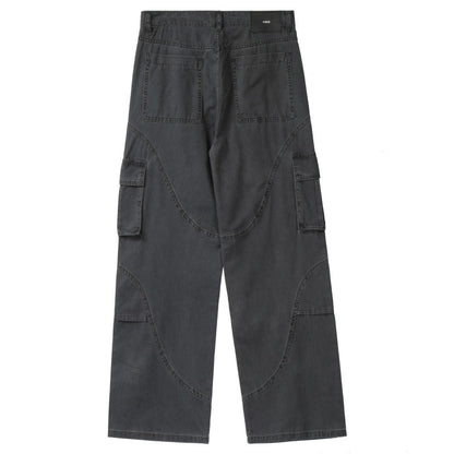 Retro Deconstructed Large Pocket Cargo Pants - Thrashink