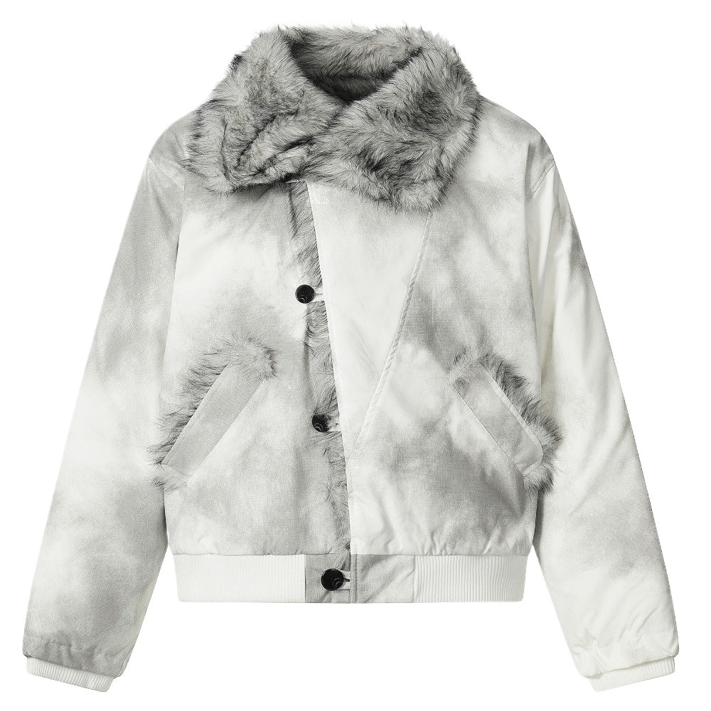 Retro Dirty - dyed Color - blocked Padded Jacket - Thrashink