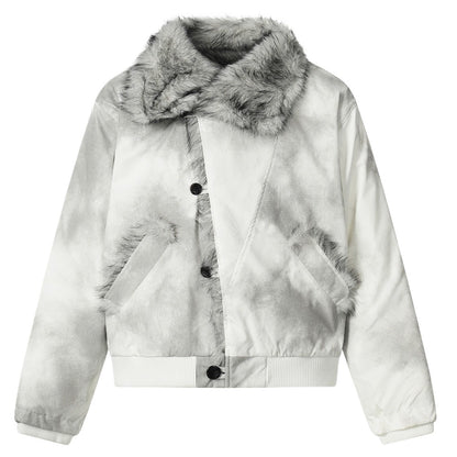 Retro Dirty - dyed Color - blocked Padded Jacket - Thrashink