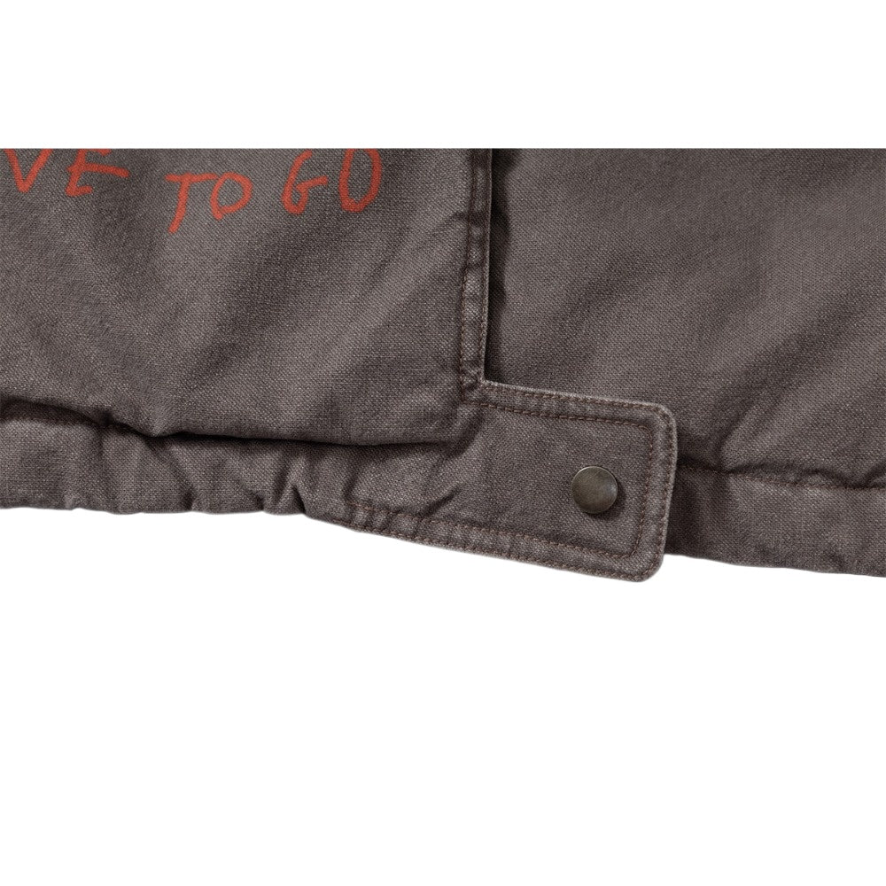 Retro Distressed Graffiti High - neck Cotton Jacket - Thrashink