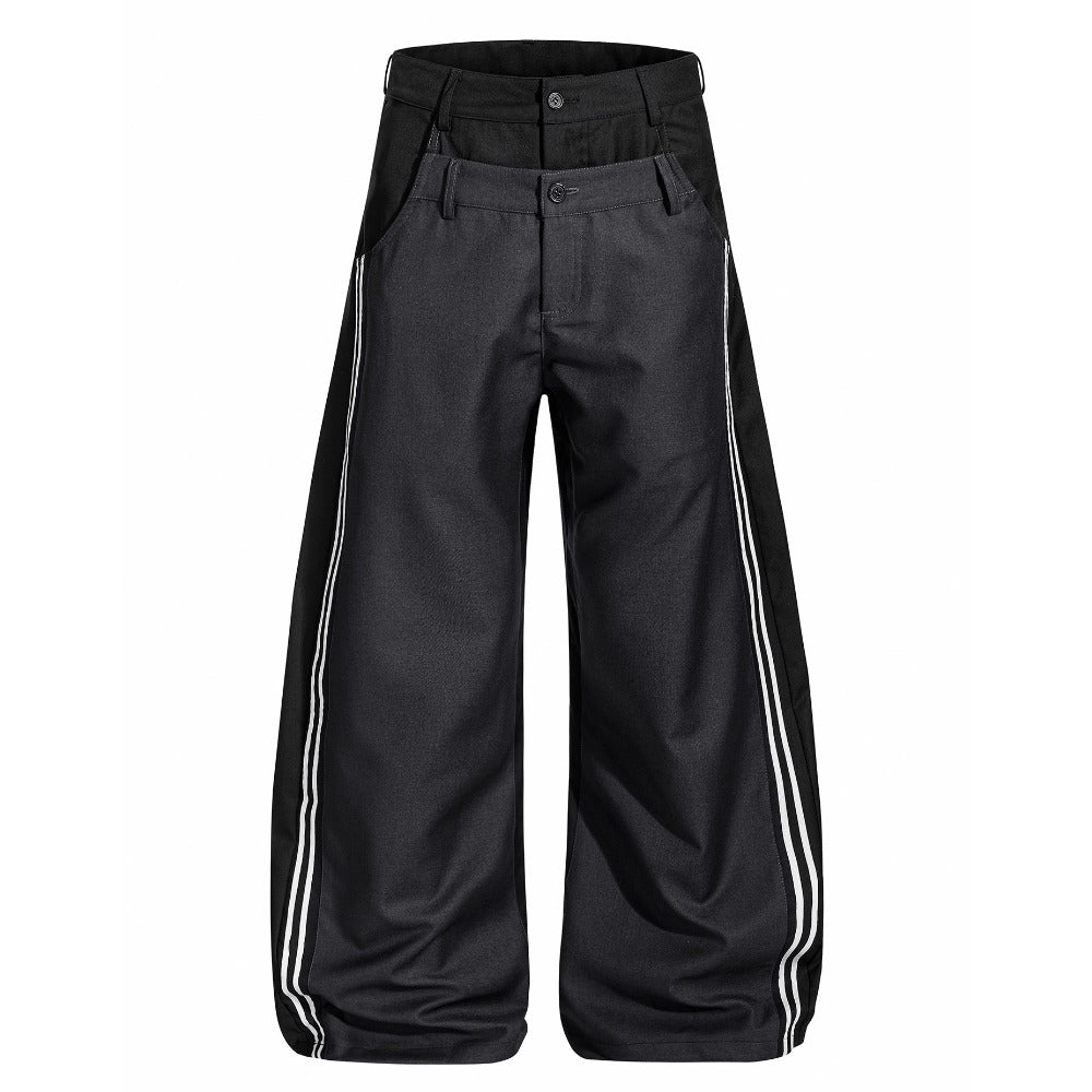 Retro Double Waist Wide Leg Scimitar Pants - Thrashink