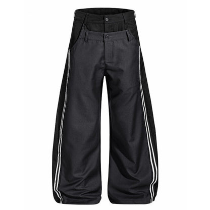 Retro Double Waist Wide Leg Scimitar Pants - Thrashink