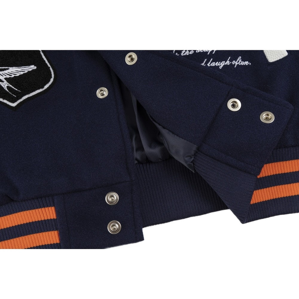 Retro Embroidered Varsity Jacket - Thrashink
