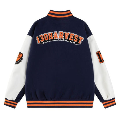 Retro Embroidered Varsity Jacket - Thrashink