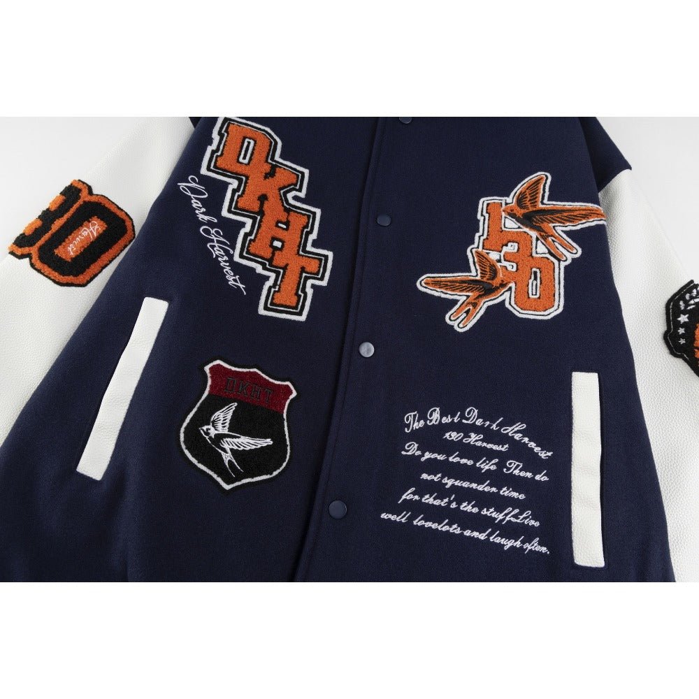 Retro Embroidered Varsity Jacket - Thrashink