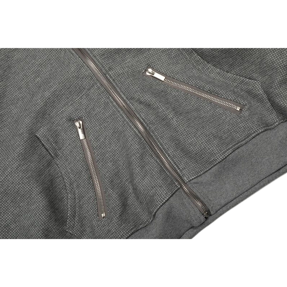 Retro Gothic Print Zip - up Hoodie - Thrashink