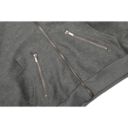 Retro Gothic Print Zip - up Hoodie - Thrashink