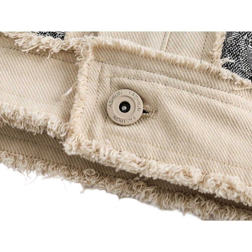 Retro Ink - colored Patchwork Denim Jacket - Thrashink