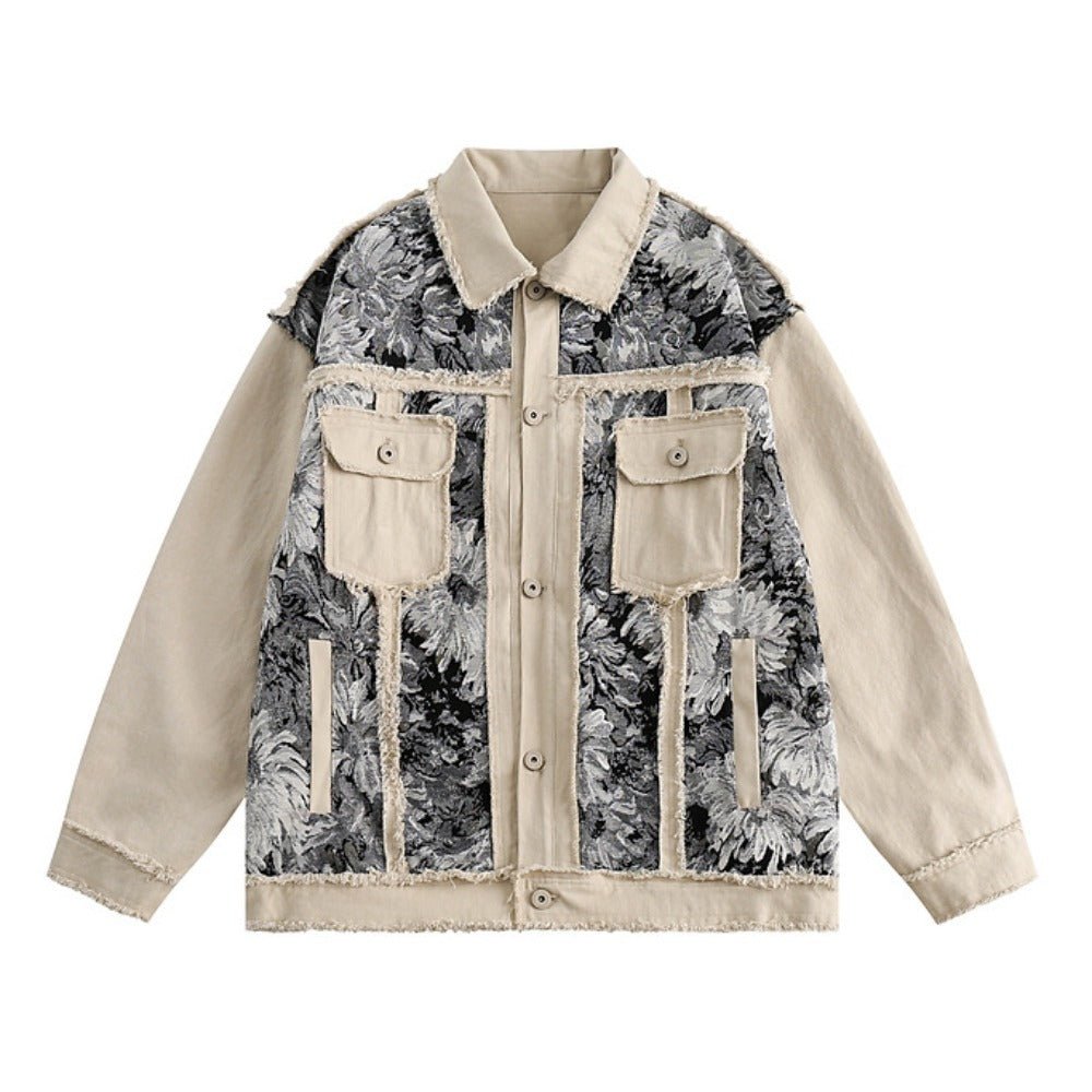 Retro Ink - colored Patchwork Denim Jacket - Thrashink