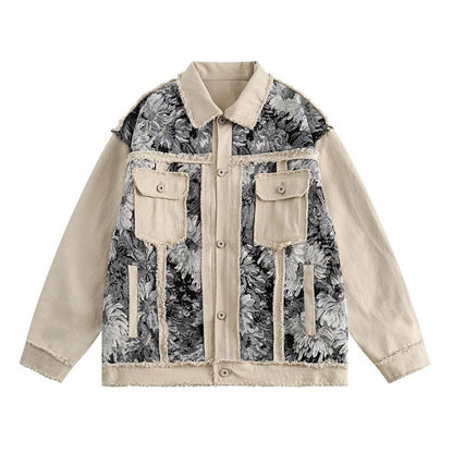 Retro Ink - colored Patchwork Denim Jacket - Thrashink
