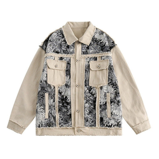 Retro Ink - colored Patchwork Denim Jacket - Thrashink