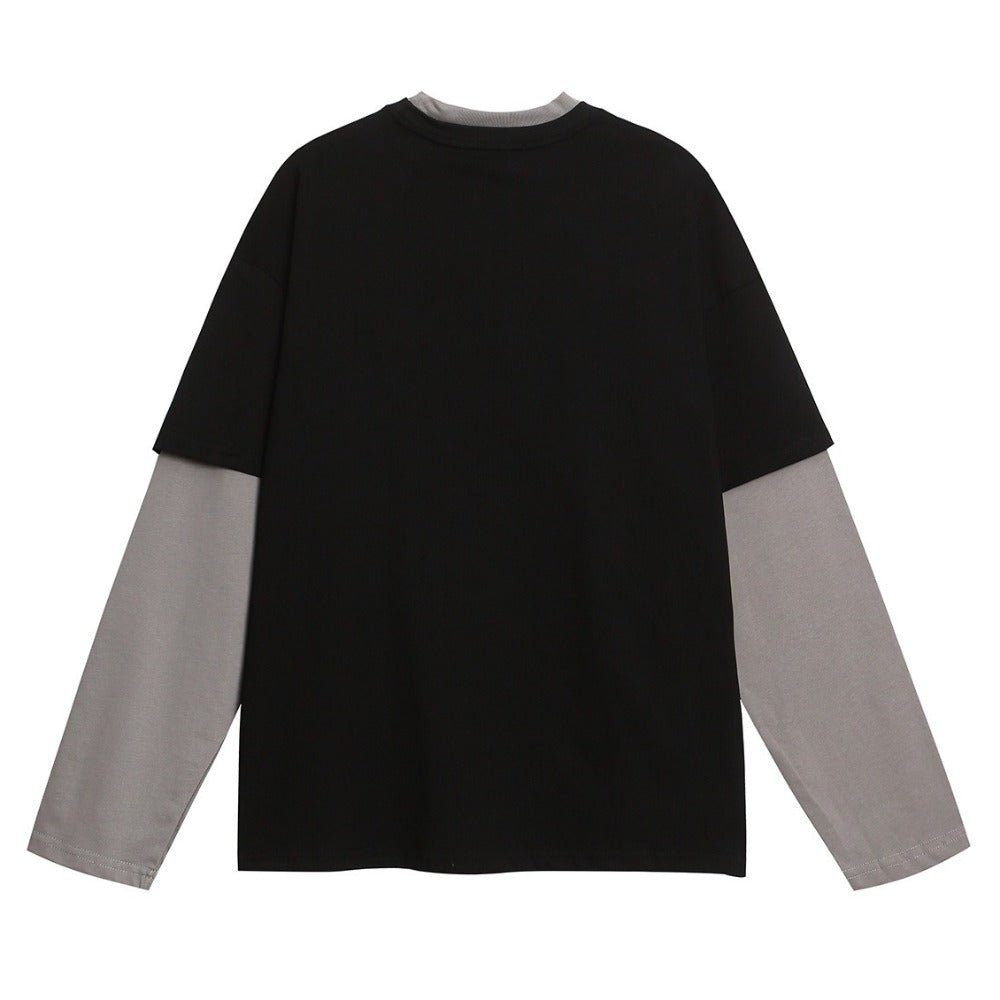 Retro Letter Print Fake Two - piece Shirt - Thrashink