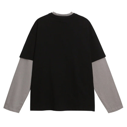 Retro Letter Print Fake Two - piece Shirt - Thrashink