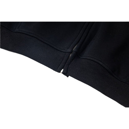 Retro Letter Print Fleece - lined Zip - up Hoodie - Thrashink