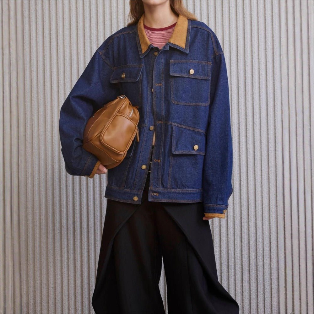 Retro Multi - pocket Denim Jacket - Thrashink