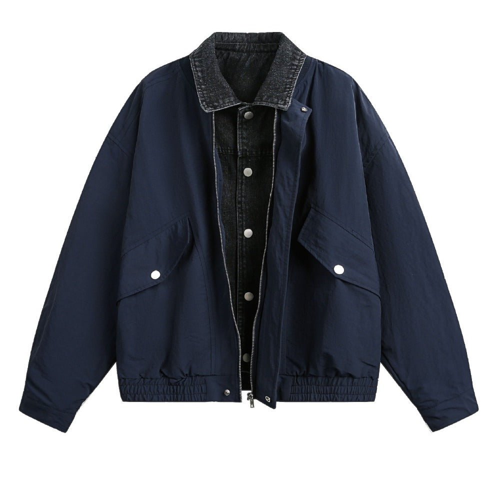 Retro Patchwork Fake Two - piece Work Jacket - Thrashink