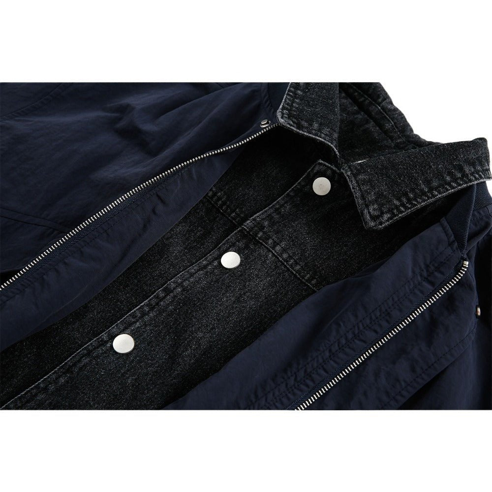 Retro Patchwork Fake Two - piece Work Jacket - Thrashink