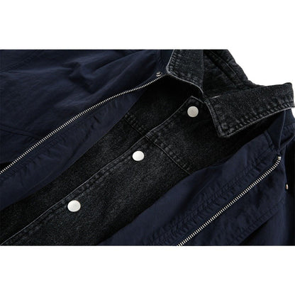 Retro Patchwork Fake Two - piece Work Jacket - Thrashink