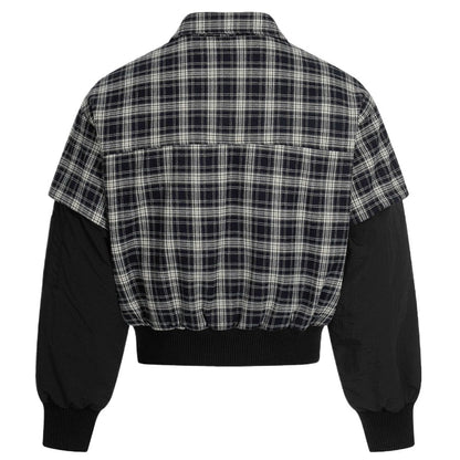 Retro Plaid Patchwork Fake Two - piece Jacket - Thrashink