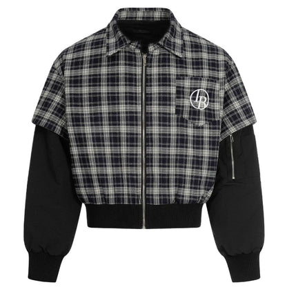 Retro Plaid Patchwork Fake Two - piece Jacket - Thrashink