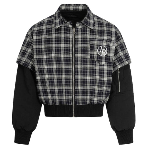 Retro Plaid Patchwork Fake Two - piece Jacket - Thrashink