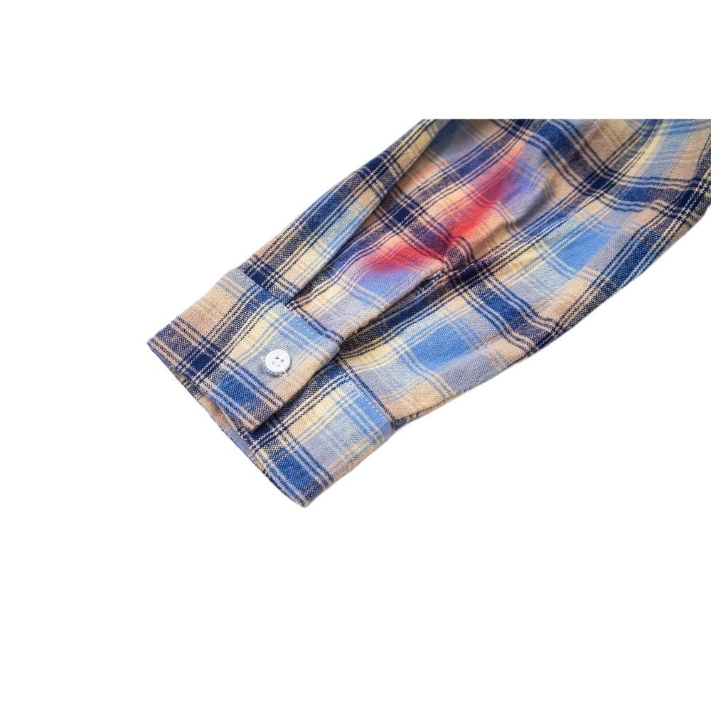 Retro Plaid Tie - dye Graffiti Long - sleeved Shirt - Thrashink