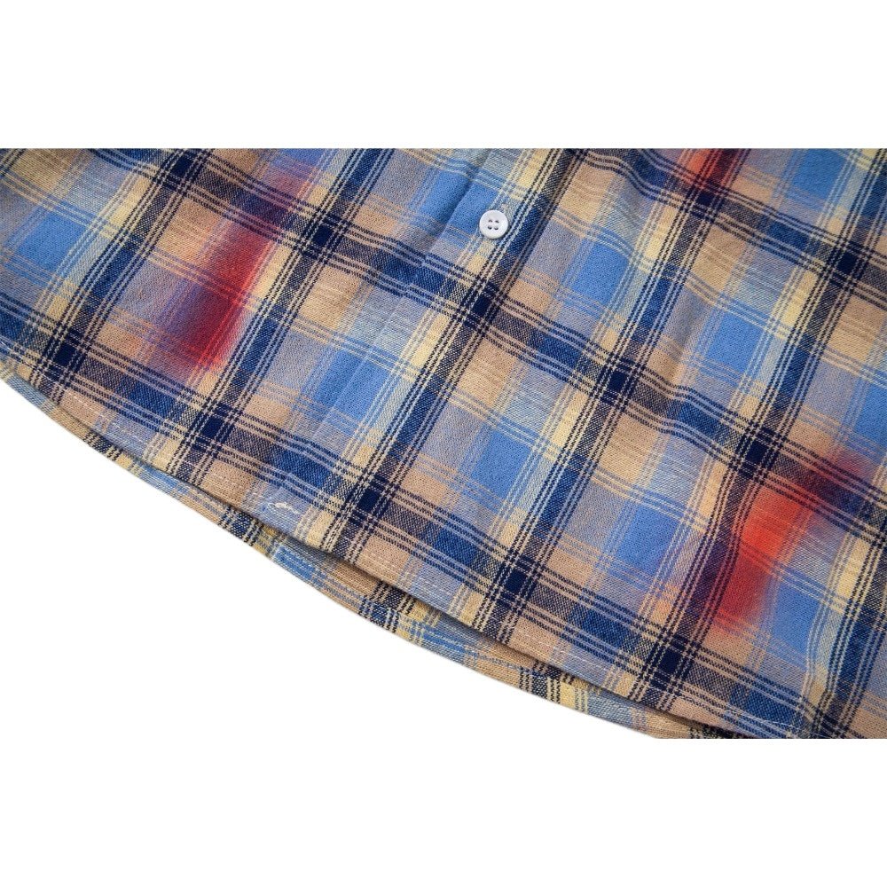 Retro Plaid Tie - dye Graffiti Long - sleeved Shirt - Thrashink