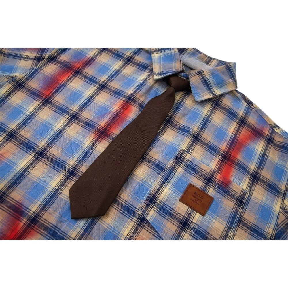 Retro Plaid Tie - dye Graffiti Long - sleeved Shirt - Thrashink