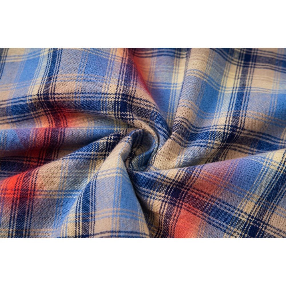 Retro Plaid Tie - dye Graffiti Long - sleeved Shirt - Thrashink