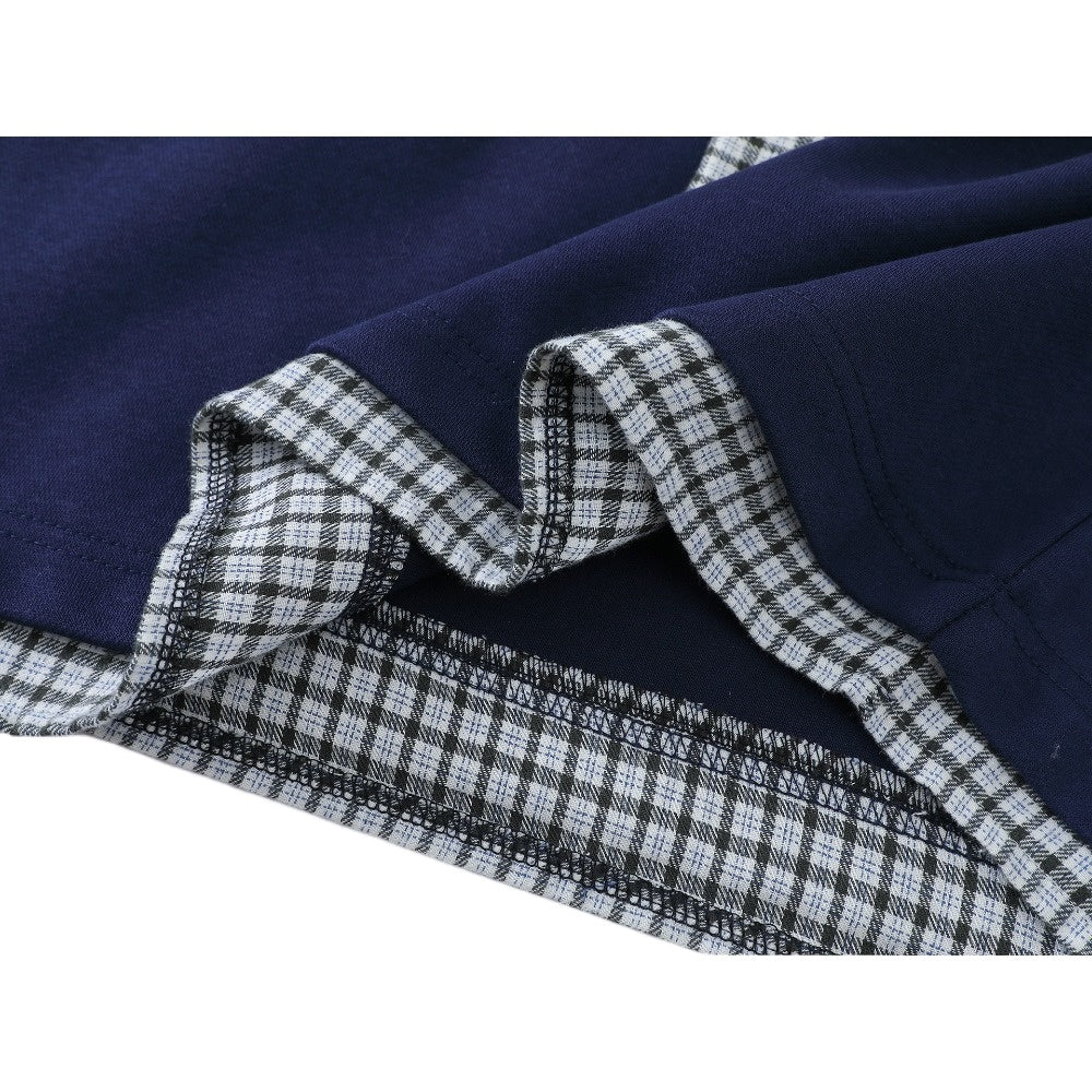 Retro Preppy Plaid Double - Collar Sweatshirt - Thrashink