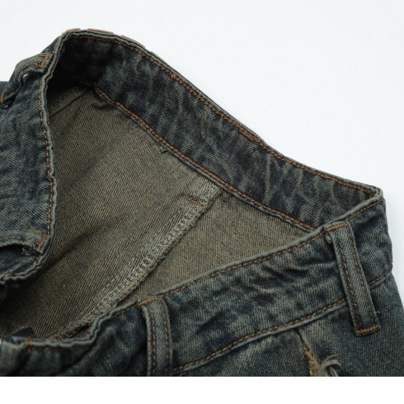 Retro Star Frayed Cargo Jeans - Thrashink