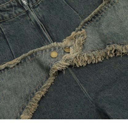 Retro Star Frayed Cargo Jeans - Thrashink