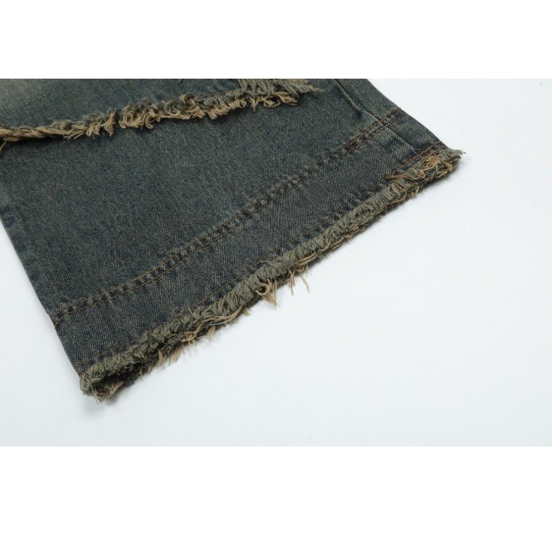 Retro Star Frayed Cargo Jeans - Thrashink
