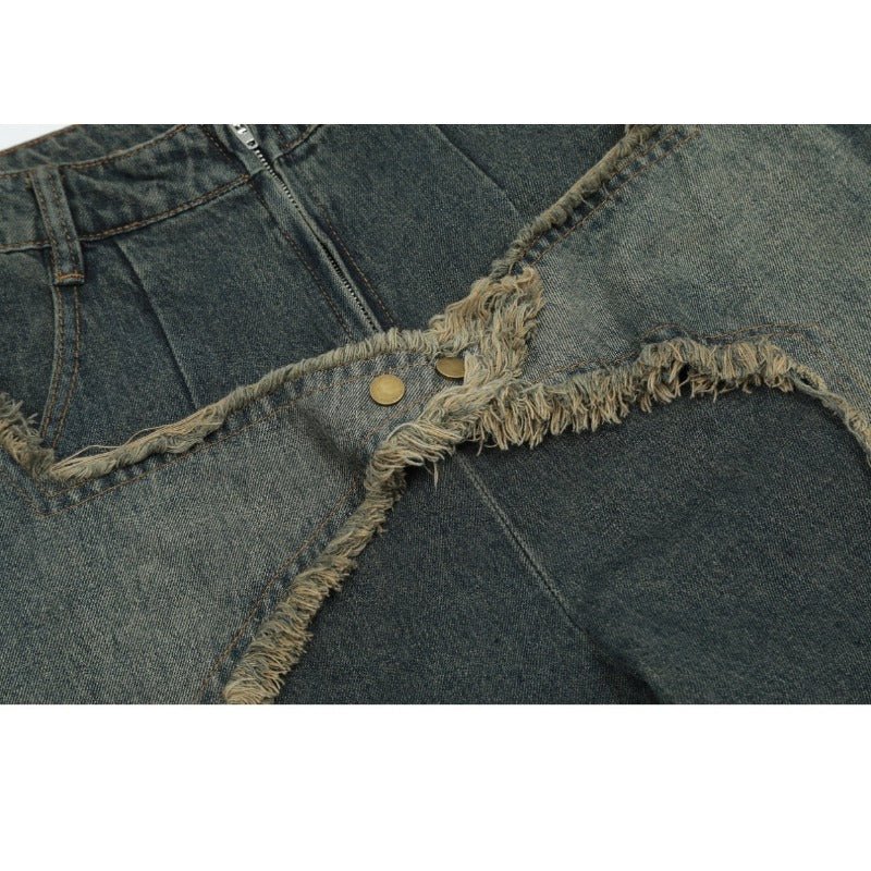 Retro Star Frayed Cargo Jeans - Thrashink
