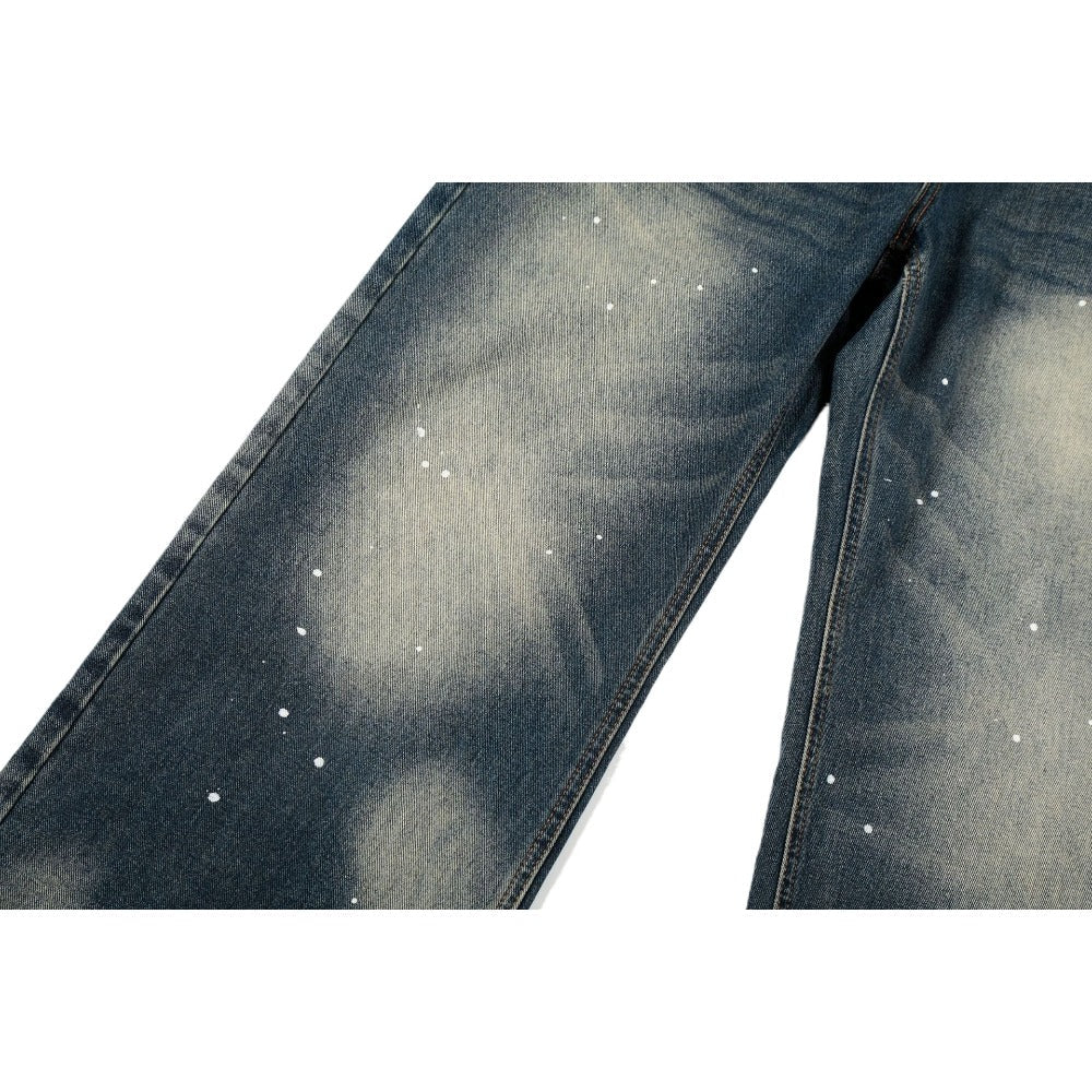 Retro Washed Paint Splattered Jeans - Thrashink