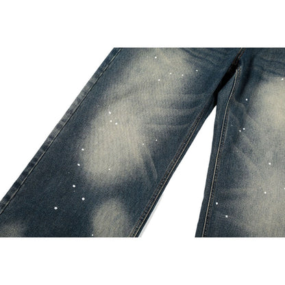 Retro Washed Paint Splattered Jeans - Thrashink