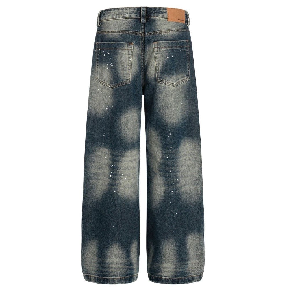Retro Washed Paint Splattered Jeans - Thrashink