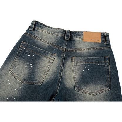 Retro Washed Paint Splattered Jeans - Thrashink