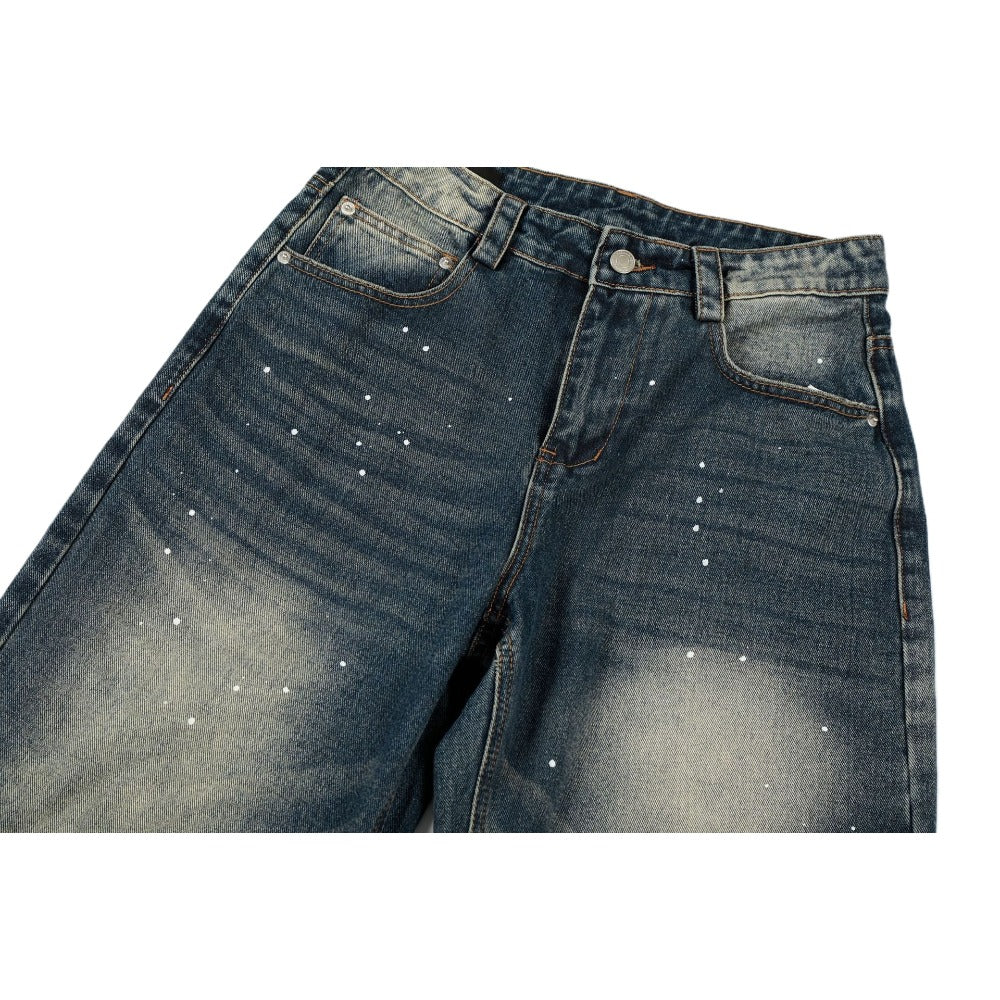 Retro Washed Paint Splattered Jeans - Thrashink