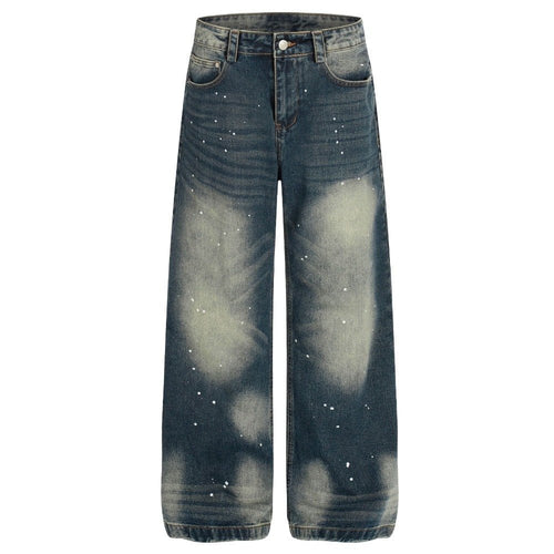 Retro Washed Paint Splattered Jeans - Thrashink